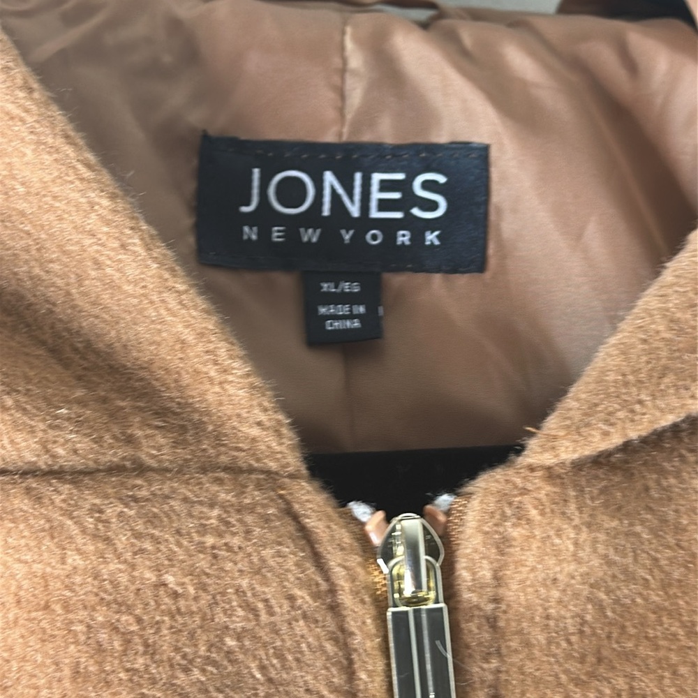 NWOT Jones New York Tan Hooded Coat Size XL - Picture 4 of 7